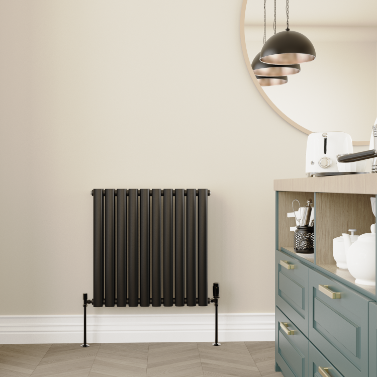 Elego Matte Black Modern TRV Angled Thermostatic Radiator Valves With Lockshield