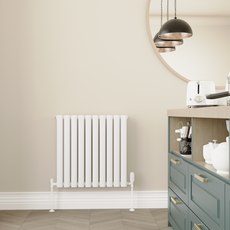 Elego White Modern TRV Angled Thermostatic Radiator Valves With Lockshield