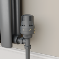 Elego Anthracite  Modern TRV Angled Thermostatic Radiator Valves With Lockshield Elego Anthracite  Modern TRV Angled Thermostatic Radiator Valves With Lockshield