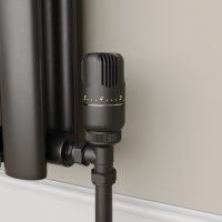 Elego Matte Black Modern TRV Angled Thermostatic Radiator Valves With Lockshield Elego Matte Black Modern TRV Angled Thermostatic Radiator Valves With Lockshield