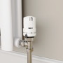 Elego White Modern TRV Angled Thermostatic Radiator Valves With Lockshield