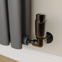 TRV-CN-1BN Elego Black Nickel Modern TRV Corner Thermostatic Radiator Valves With Lockshield