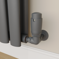 Elego Anthracite Gray Modern TRV Corner Thermostatic Radiator Valves With Lockshield Elego Anthracite Gray Modern TRV Corner Thermostatic Radiator Valves With Lockshield