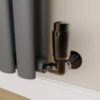 Elego Black Nickel Modern TRV Corner Thermostatic Radiator Valves With Lockshield Elego Black Nickel Modern TRV Corner Thermostatic Radiator Valves With Lockshield