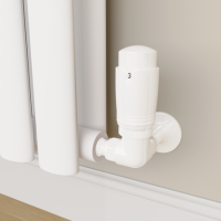 Elego White Modern TRV Corner Thermostatic Radiator Valves With Lockshield Elego White Modern TRV Corner Thermostatic Radiator Valves With Lockshield