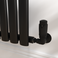 Elego Matte Black Modern TRV Corner Thermostatic Radiator Valves With Lockshield
