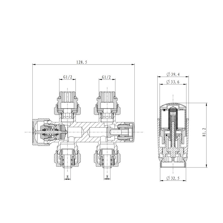 Elego Anthracite Gray Modern TRV H Block Thermostatic Radiator Valve