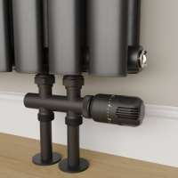 Elego Matte Black Modern TRV H Block Thermostatic Radiator Valve