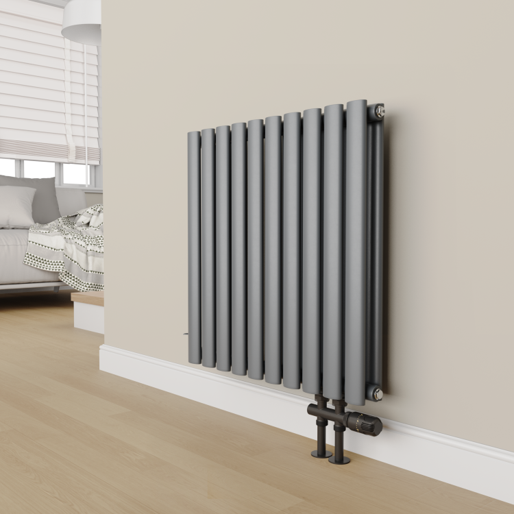 Elego Matte Black Modern TRV H Block Thermostatic Radiator Valve