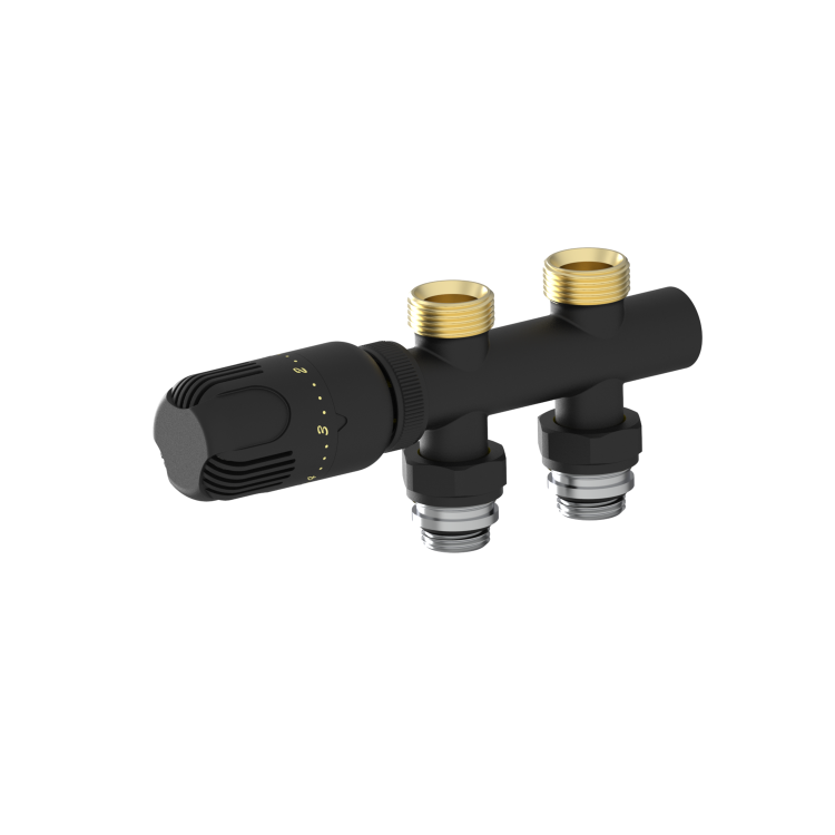 Elego Matte Black Modern TRV H Block Thermostatic Radiator Valve