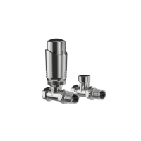 Refurbished Elego Chrome Modern TRV Straight Thermostatic Radiator Valves With Lockshield