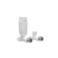 Refurbished Elego White Modern TRV Straight Thermostatic Radiator Valves With Lockshield