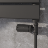 Elego Matte Black Modern TRV Straight Thermostatic Radiator Valves With Lockshield