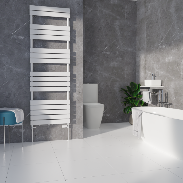 Elego White Modern TRV Straight Thermostatic Radiator Valves With Lockshield