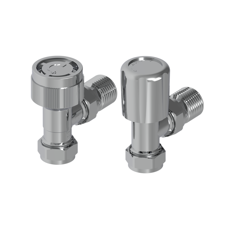 Elego Chrome  Modern TRV Base Angled  with Lockshield