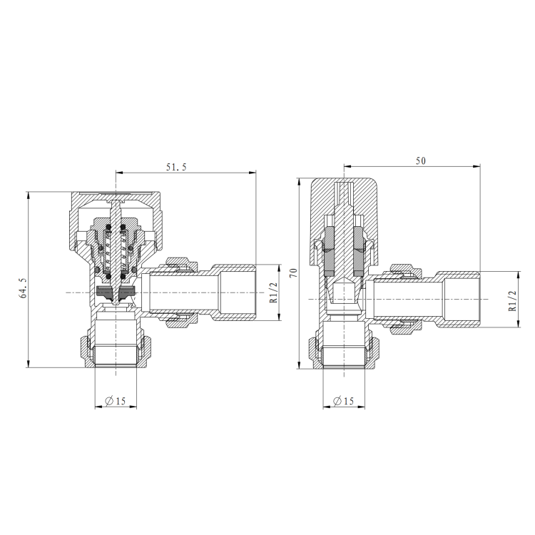 Elego Chrome  Modern TRV Base Angled  with Lockshield