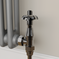Maesta Black Nickel Traditional TRV Angled Thermostatic Radiator Valves With Lockshield