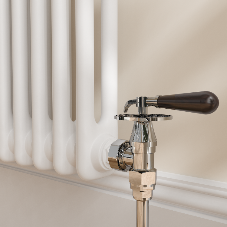Maesta Chrome Traditional Manual Angled Radiator Valves With Lockshield