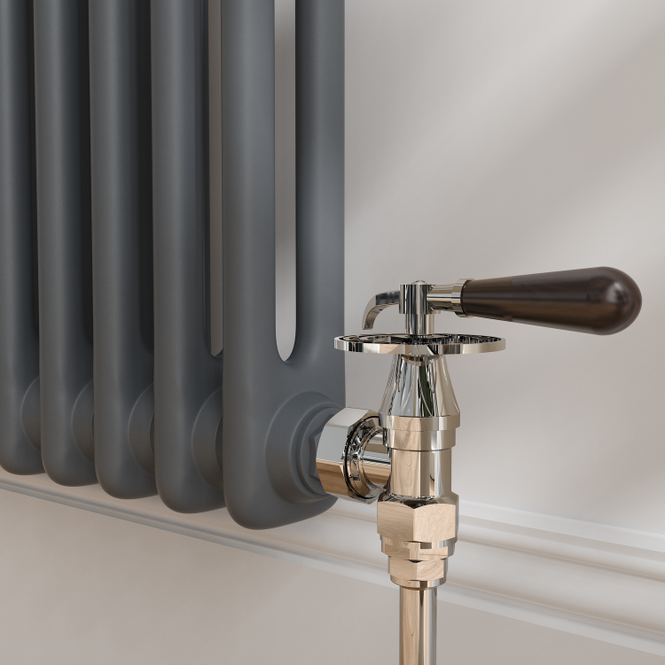 Maesta Chrome Traditional Manual Angled Radiator Valves With Lockshield