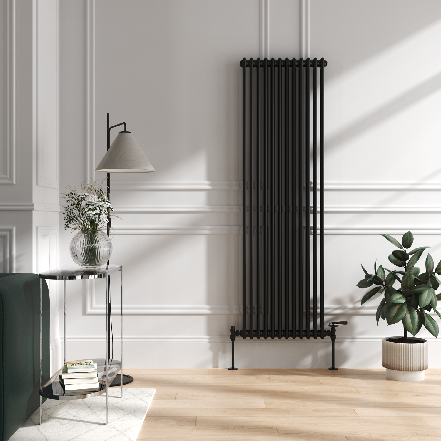 Black Matte Radiator Maesta Matte Black Traditional Manual Angled Radiator Valves With ...
