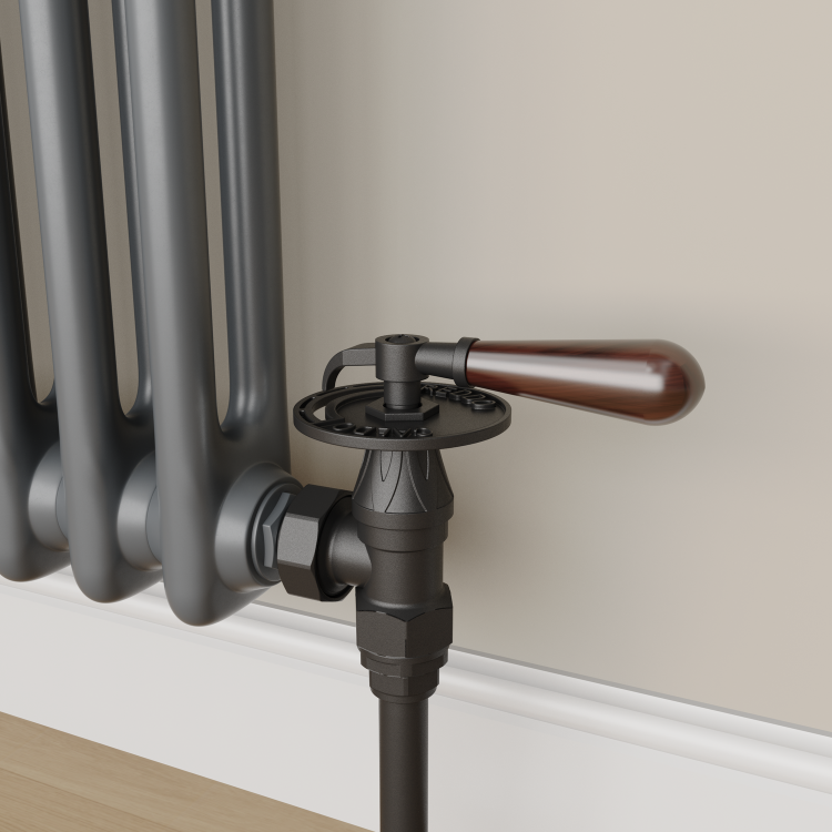 Maesta Matte Black Traditional Manual Angled Valves With Lockshield