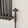 GRADE A1 - Maesta Black Nickel Traditional TRV Angled Thermostatic Radiator Valves With Lockshield