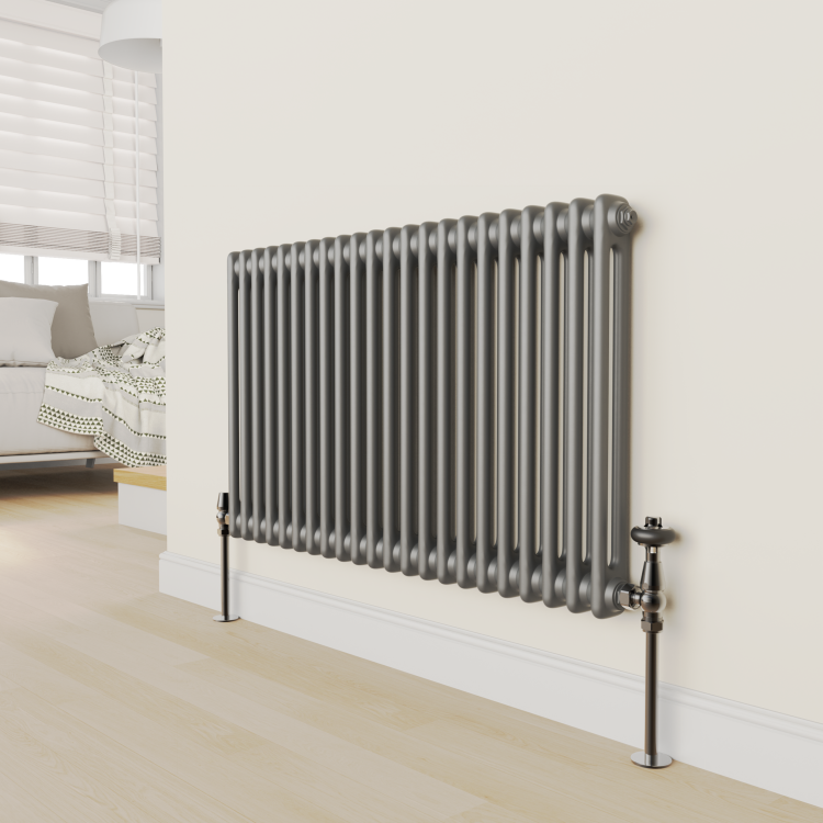 GRADE A1 - Maesta Black Nickel Traditional TRV Angled Thermostatic Radiator Valves With Lockshield
