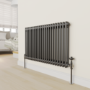 GRADE A1 - Maesta Black Nickel Traditional TRV Angled Thermostatic Radiator Valves With Lockshield