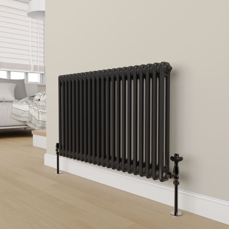 Maesta Black Nickel Traditional TRV Angled Thermostatic Radiator Valves With Lockshield