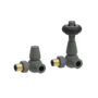 Maesta Anthracite Gray Traditional TRV Corner Thermostatic Radiator Valves With Lockshield