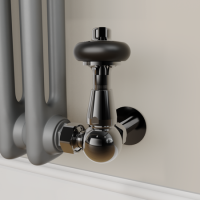 Maesta Black Nickel Traditional TRV Corner Thermostatic Radiator Valves With Lockshield