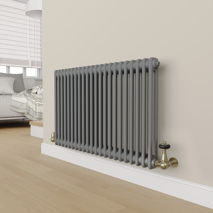Maesta Antique Brass Traditional TRV Corner Thermostatic Radiator Valves With Lockshield