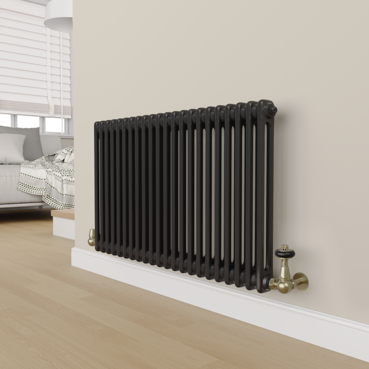Maesta Antique Brass Traditional TRV Corner Thermostatic Radiator Valves With Lockshield