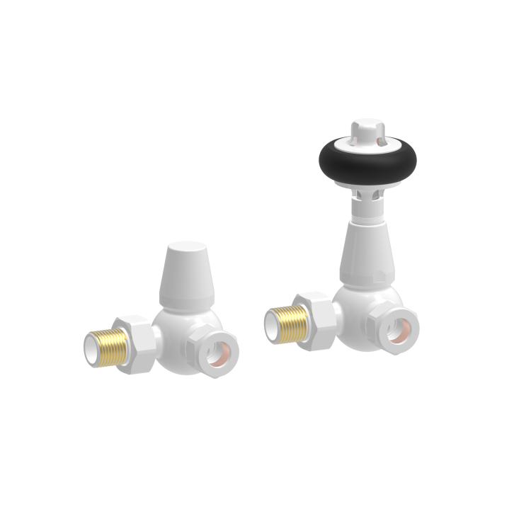Maesta White Traditional TRV Corner Thermostatic Radiator Valves With Lockshield