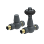 Maesta Anthracite Gray Traditional TRV Straight Thermostatic Radiator Valves With Lockshield