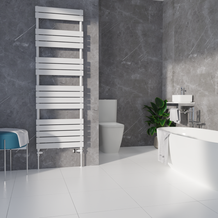 Maesta White Traditional TRV Straight Thermostatic Radiator Valves With Lockshield