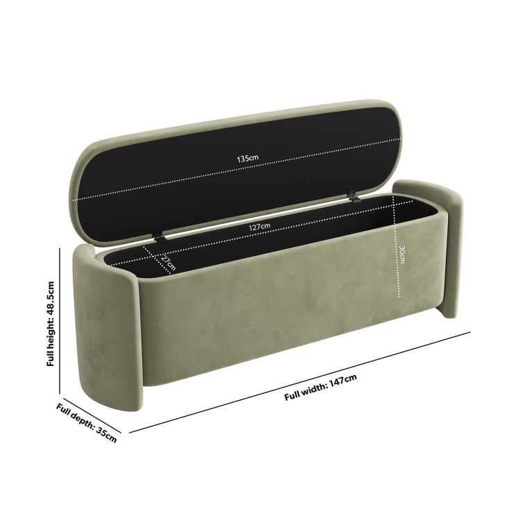 Sage Velvet Ottoman Storage Blanket Box - Taryn