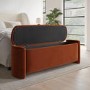 Burnt Orange Velvet Ottoman Storage Blanket Box - Taryn