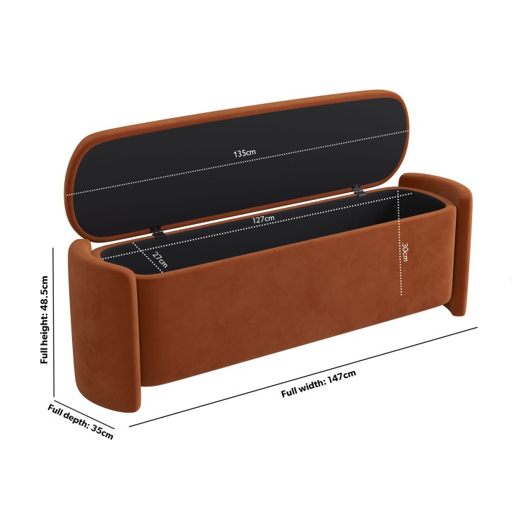 Rust Velvet Ottoman Storage Blanket Box - Taryn