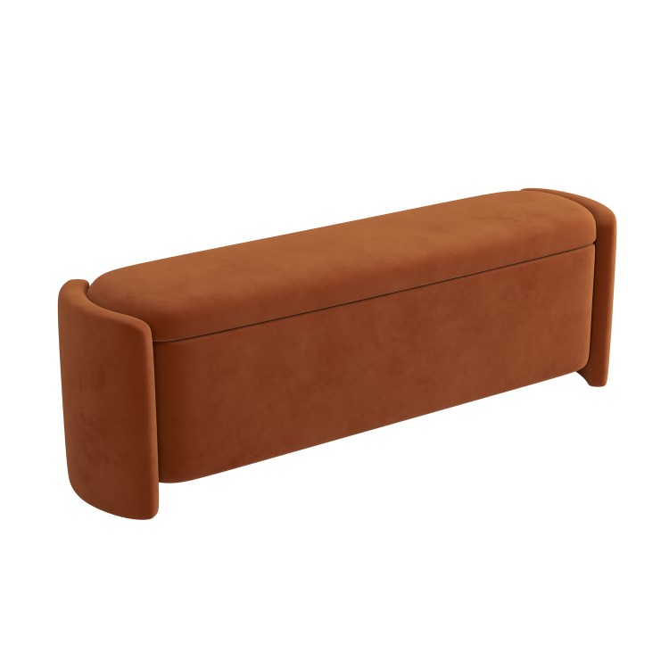 Rust Velvet Ottoman Storage Blanket Box - Taryn