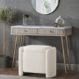 Cream Boucle Dressing Table Stool with Ottoman Storage - Taryn