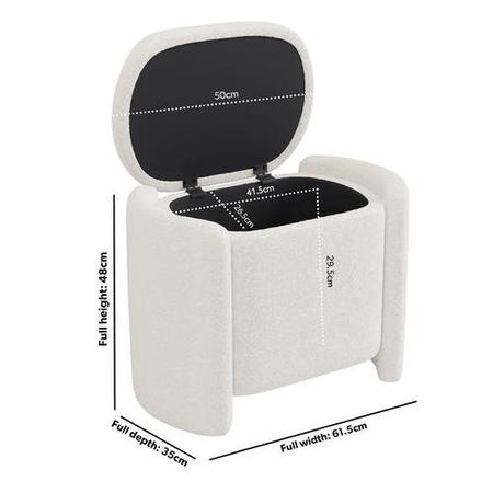 Cream Boucle Dressing Table Stool with Ottoman Storage - Taryn