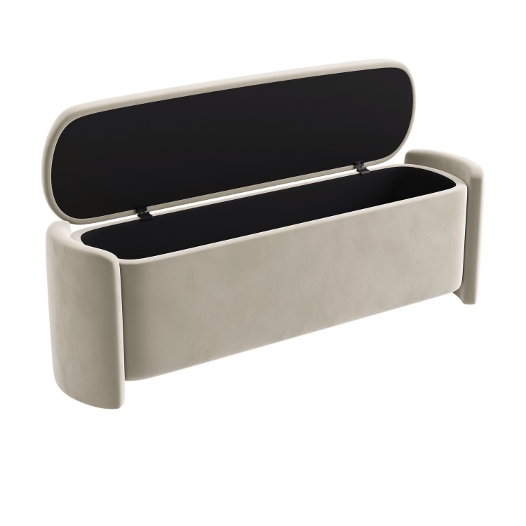 Beige Velvet Ottoman Storage Blanket Box - Taryn