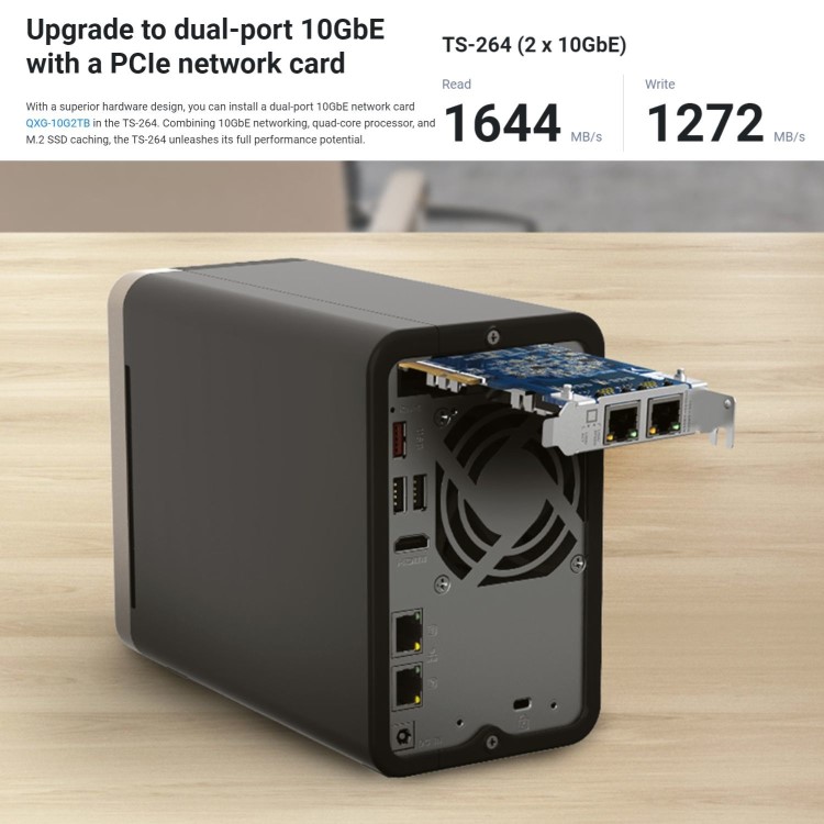 QNAP TS-264 8GB RAM with 8TB Installed Storage 2 Bay SATA Desktop NAS Storage