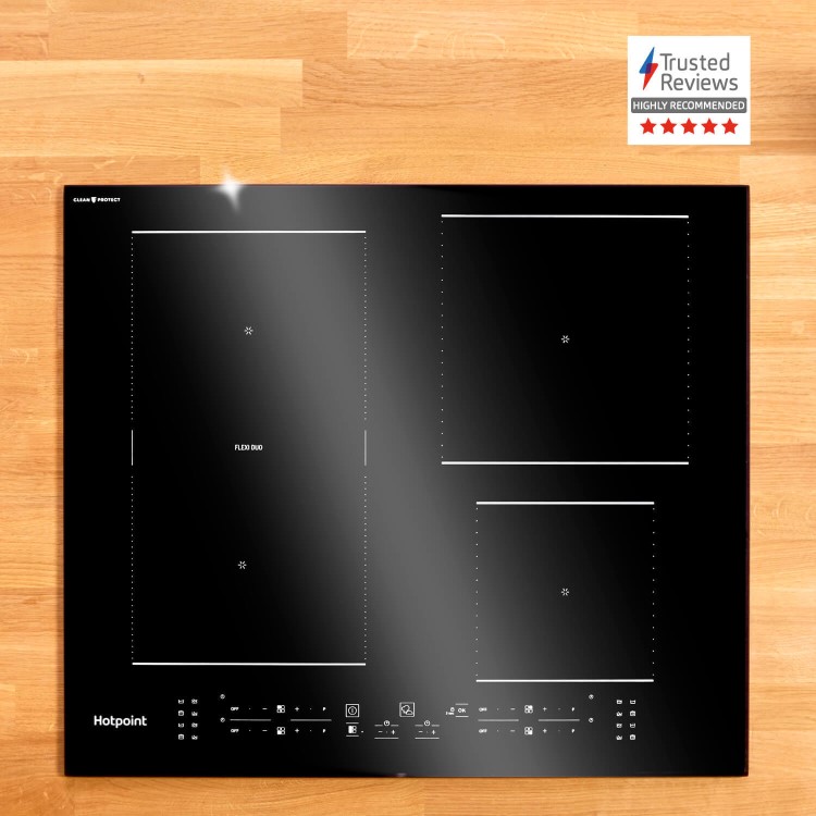 Refurbished Hotpoint CleanProtect TS6477CCPNE 77cm 4 Zone Induction Hob with Flexi Duo
