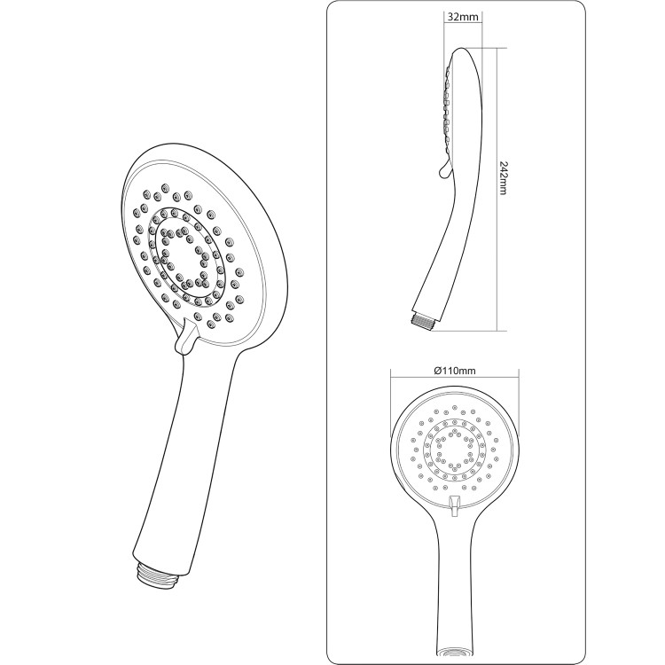 GRADE A1 - Triton 8000 Series 5 Spray Pattern Shower Handset - White