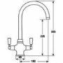 CDA Nickel Twin Lever Swan Neck Monobloc Kitchen Tap