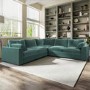 Large Blue Sustainable Velvet 5 Seater Corner Sofa - Tatum