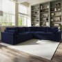 Large Navy Sustainable Velvet 5 Seater Corner Sofa - Tatum