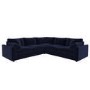 Large Navy Sustainable Velvet 5 Seater Corner Sofa - Tatum